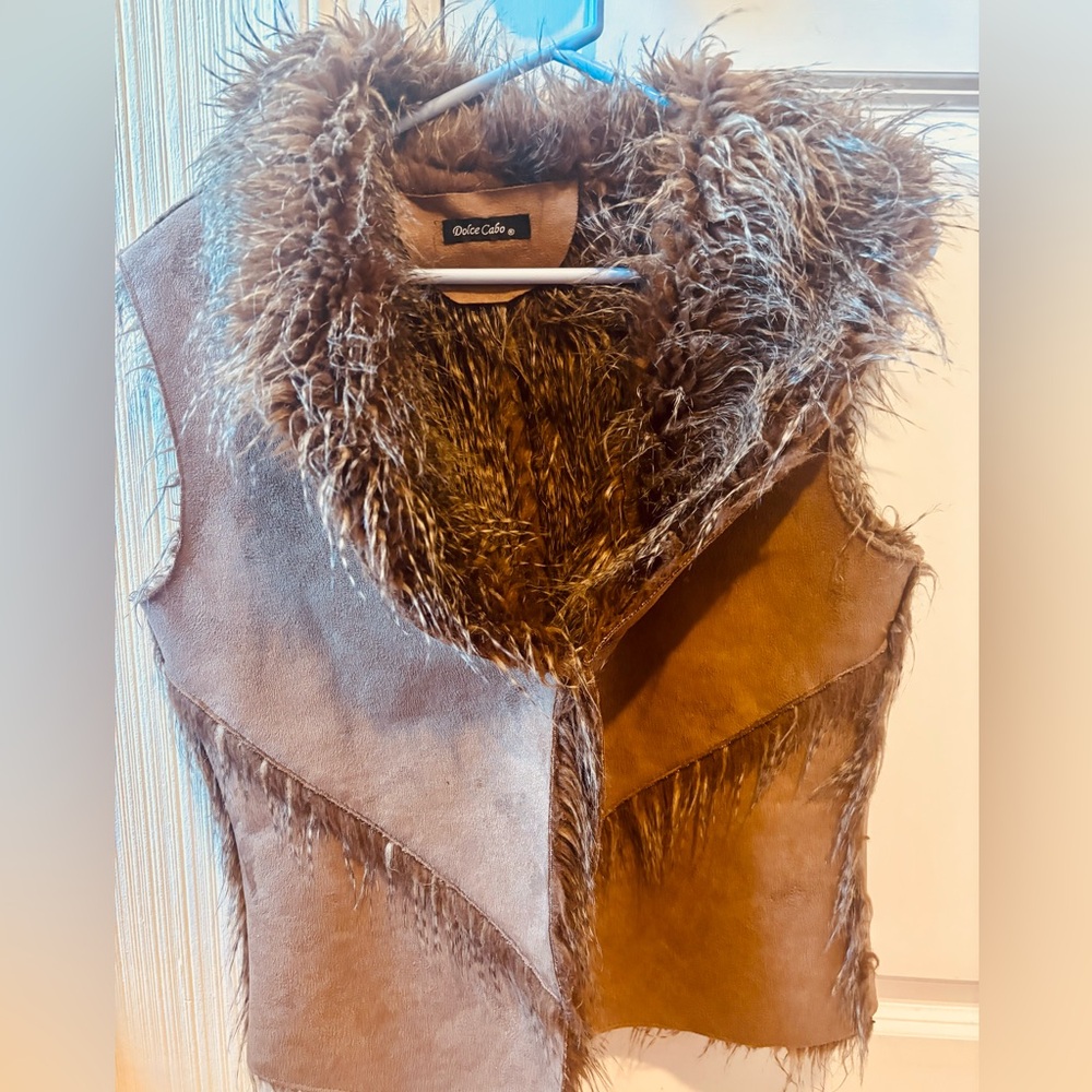 Dolce Cabo Tan Faux Fur Vest